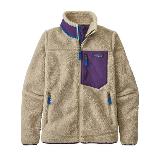 Naisten Patagonia Classic Retro-X Jkt – Fleecetakki, Natural w/Purple / S