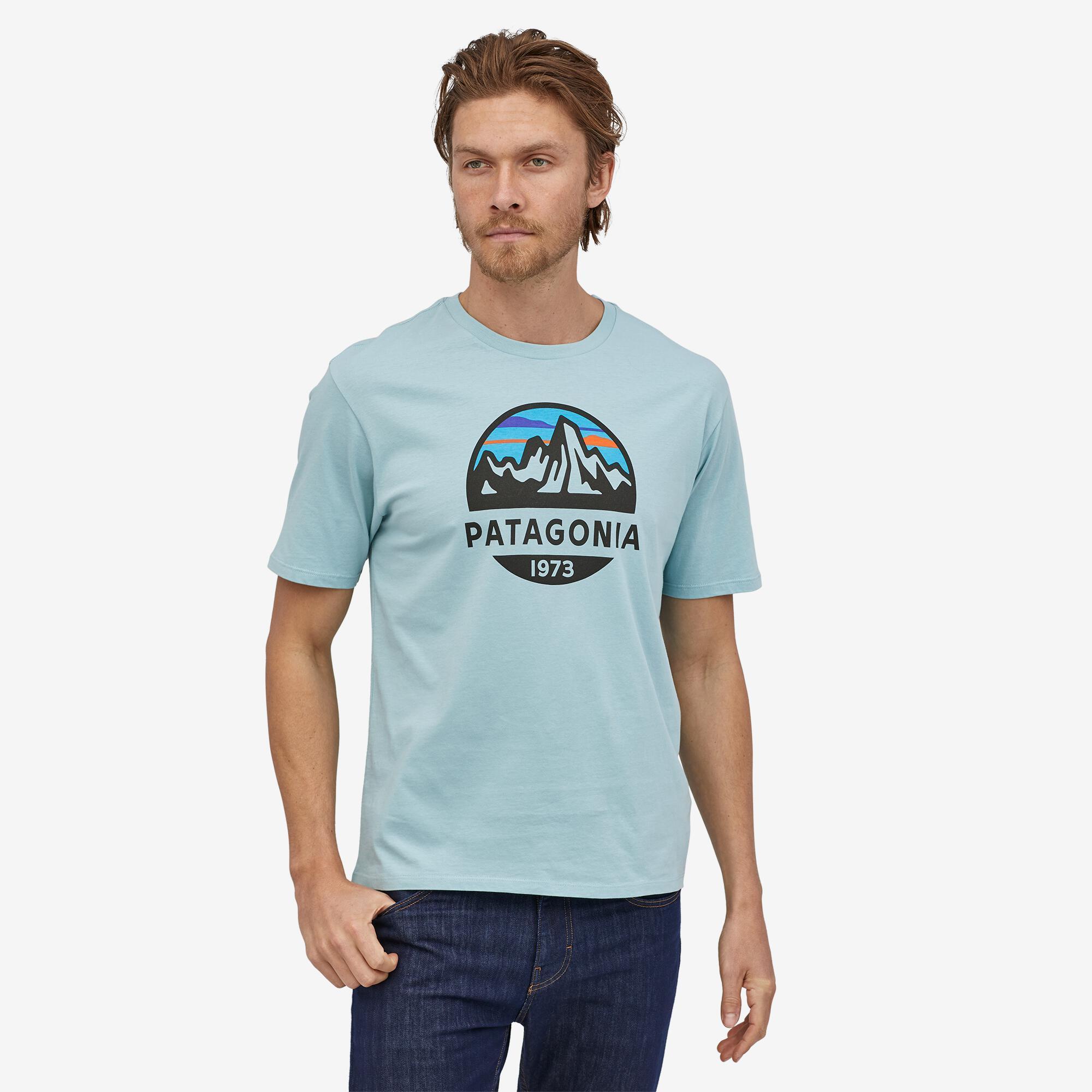 Miesten Patagonia Fitz Roy Scope printti-T-paita – Luomupuuvillasta, Big Sky Blue / XS