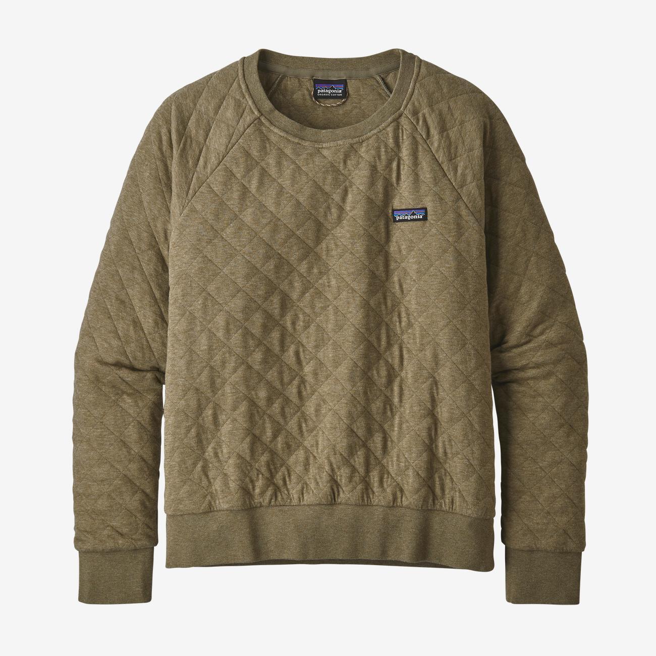 Patagonia Naisten Quilt Crew Collegepaita - Luomupuuvillaa, Sage Khaki / XL