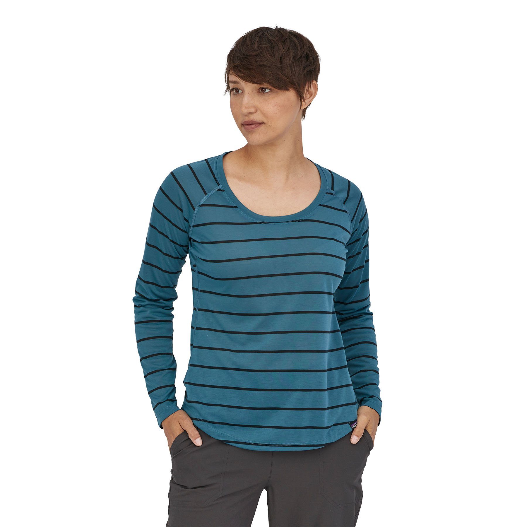 Patagonia Naisten PItkähihainen Capilene® Cool Trail Paita, Furrow Stripe: Abalone Blue / S