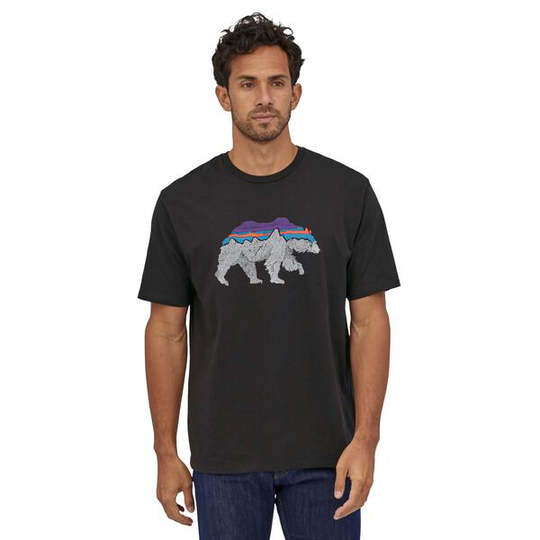 Patagonia Miesten Back For Good Luomupuuvilla T-Paita, Black w/Bear / S