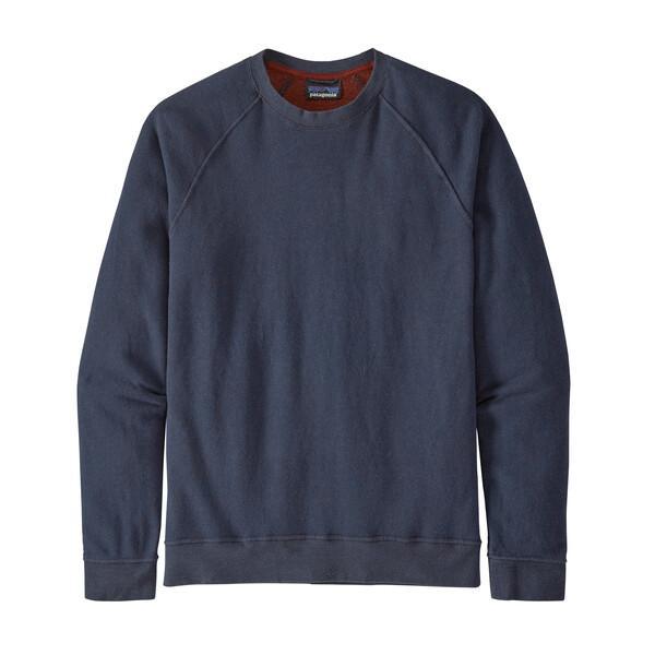 Miesten Patagonia Trail Harbor Crewneck Sweatshirt – pehmeä ja hengittävä collegepaita, New Navy w/Barn Red / S