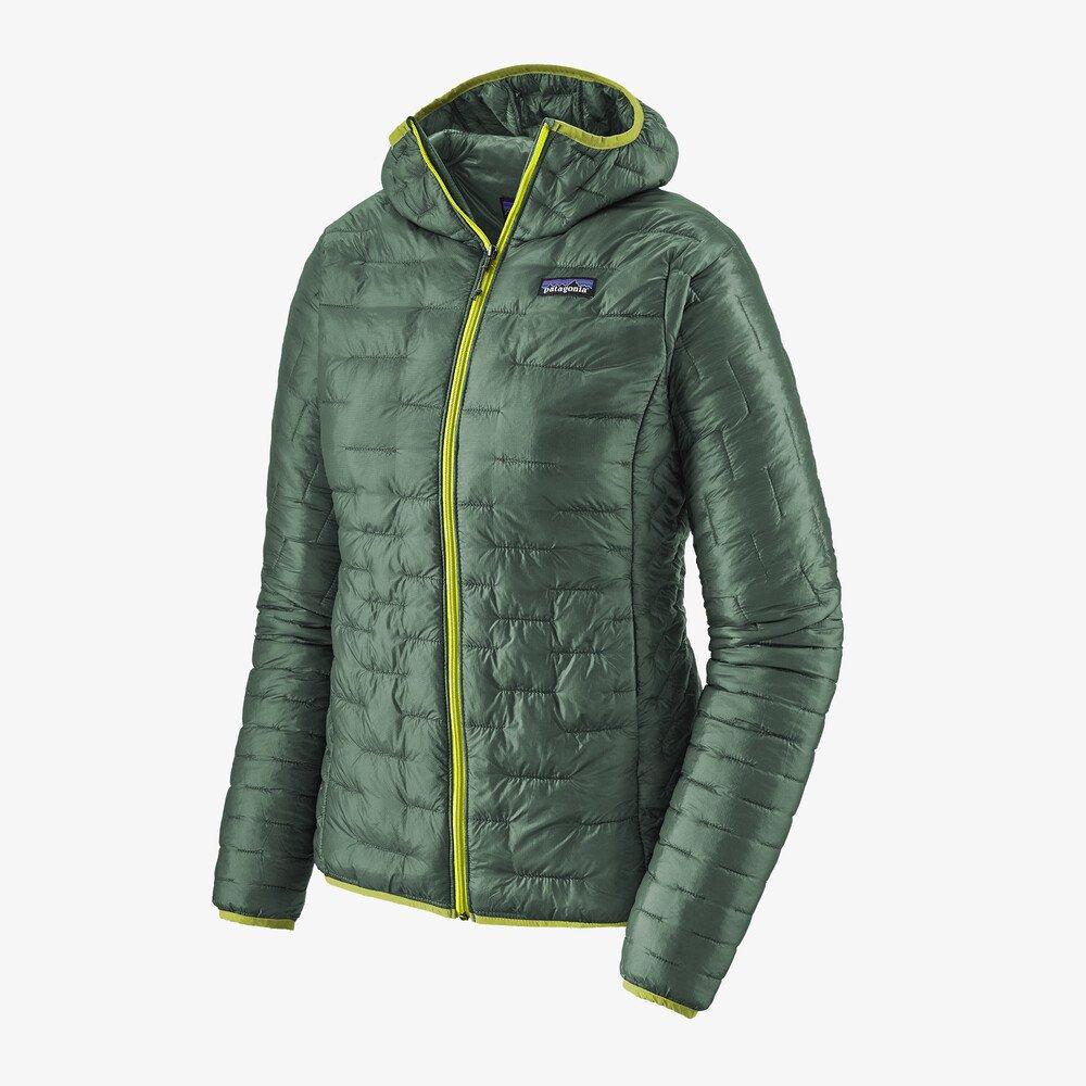 Naisten Micro Puff® Hupullinen Takki - PlumaFill toppavuorella, Regen Green / XS