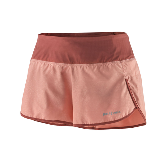 Patagonia Naisten Strider Juoksushortsit - Sisäsauma 9cm, Monkey Flower Emboss: Sunfade Pink / S