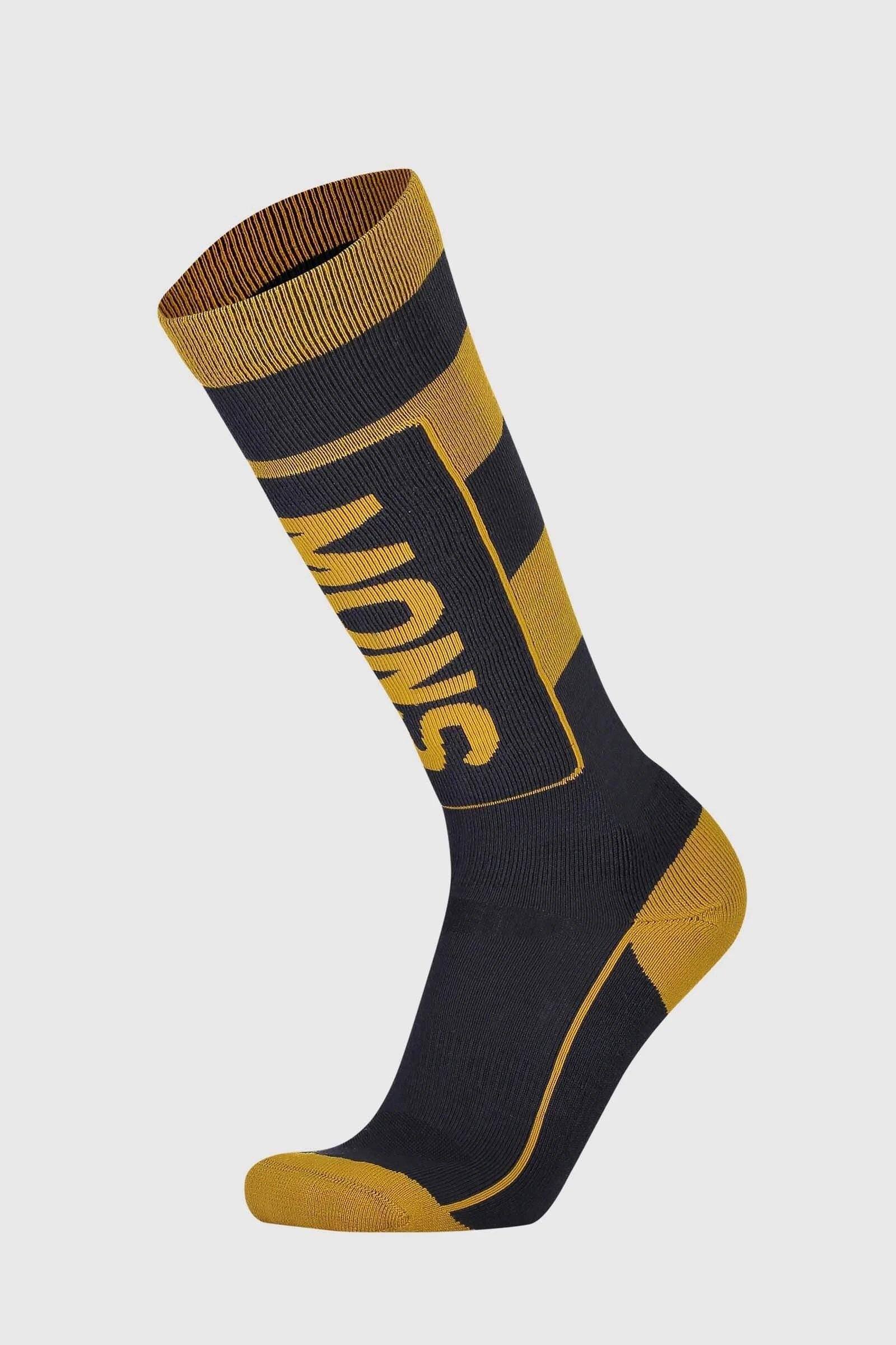 Miesten tekniset sukat - Mons Tech Cushion Sock - Merinovillasta, 9 Iron / Gold / M (42-44)