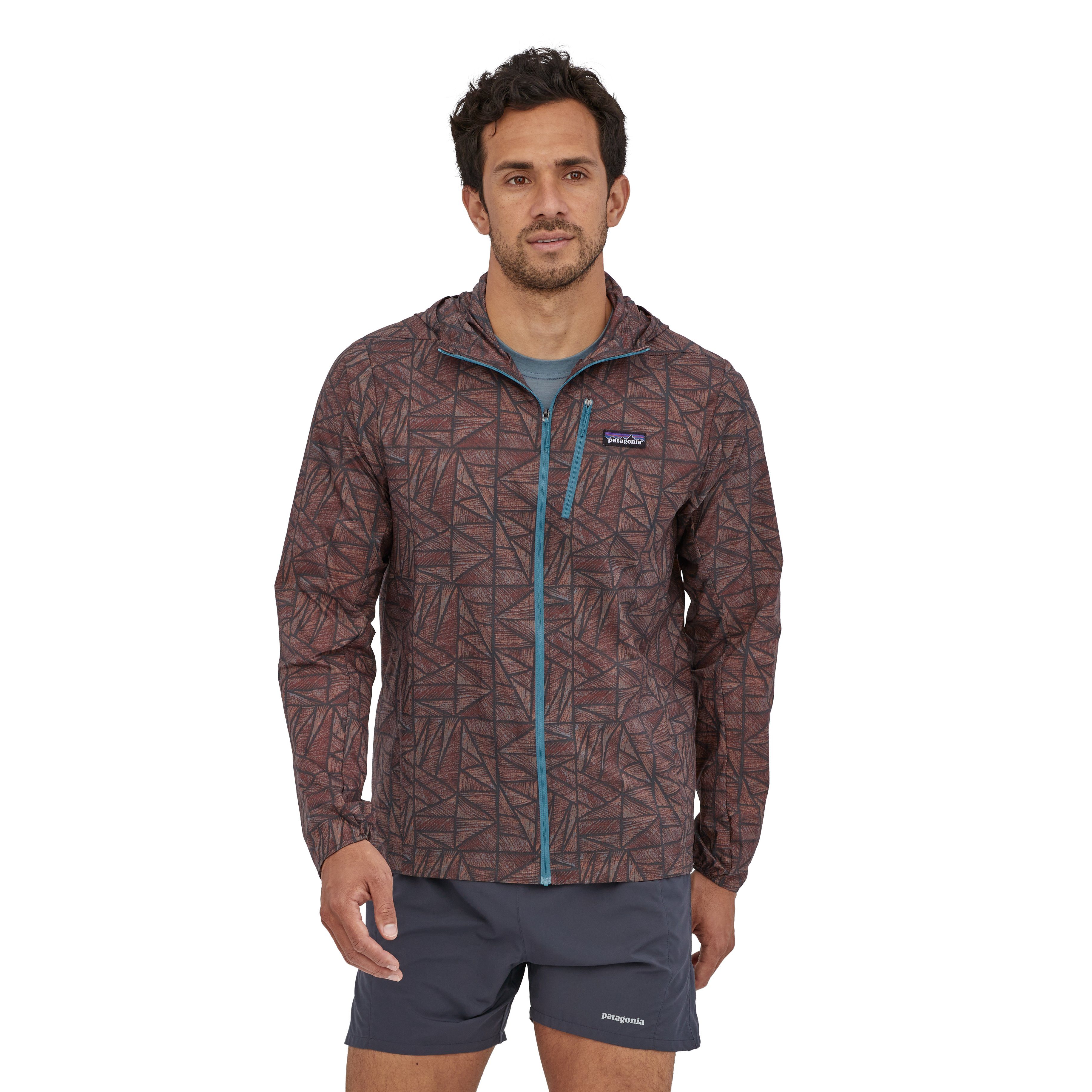 Patagonia Miesten Houdini® Takki - 100% Kierrätettyä Nylonia, Icy Geo Big: Abalone Blue / S