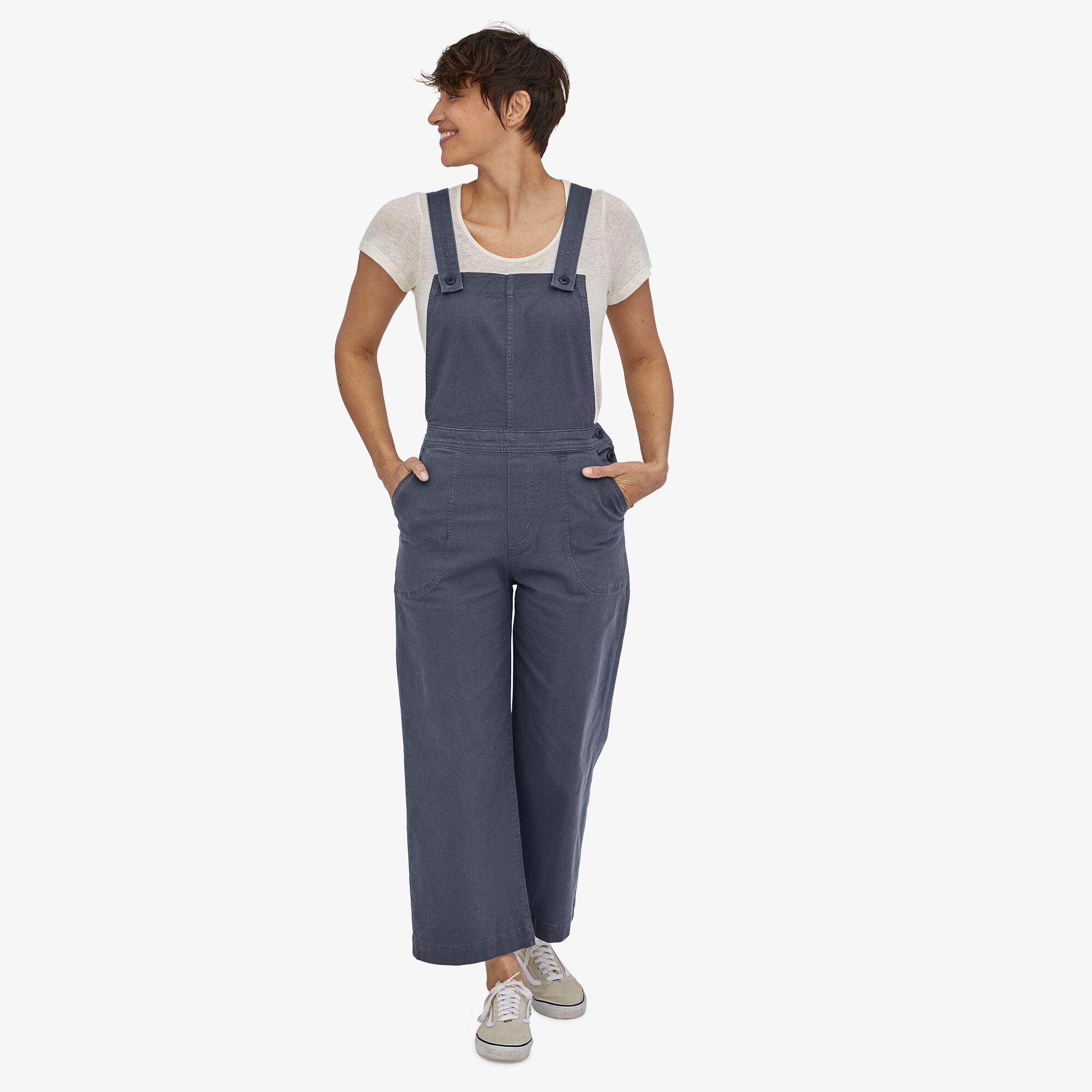 Patagonia Naisten Stand Up Cropped -haalarit luomupuuvillaa, Smolder Blue / 4