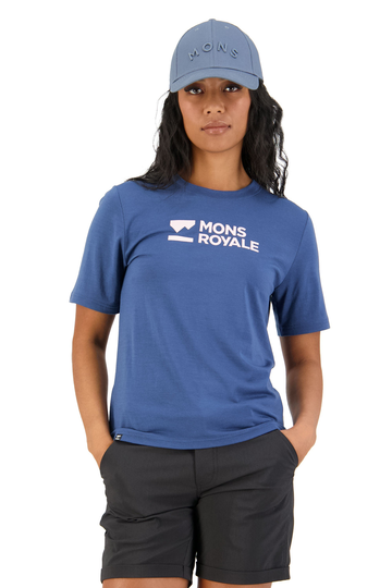 Mons Royale Naisten Icon Relaxed T-paita merinovillasta, Dark Denim / S
