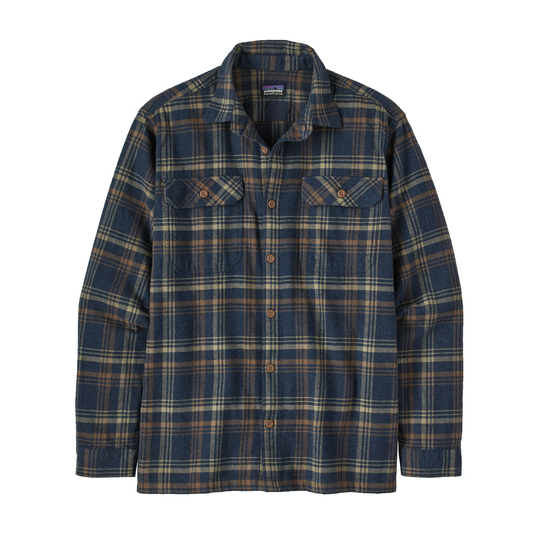 Patagonia miesten pitkähihainen Fjord flanellipaita - Luomupuuvillaa, Drifted: New Navy / XL