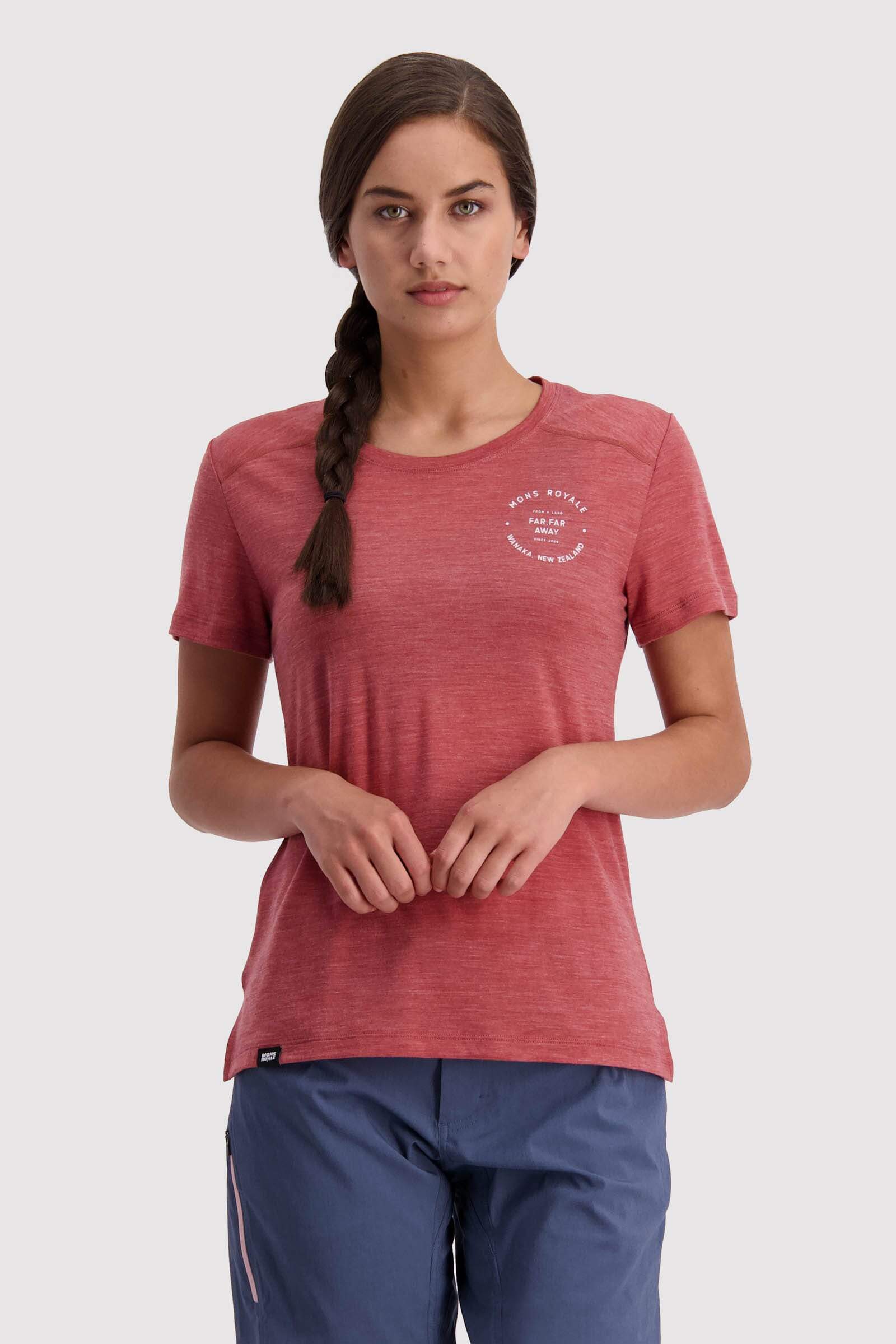 Mons Royale Naisten Vapour T-Paita - Merino Tencel -kankaasta, Terracotta / M