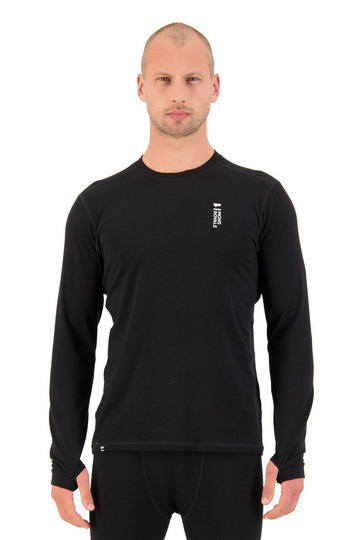 Mons Royale Miesten Cascade Flex 200 pitkähihainen paita - Merinovillaa, Black / S