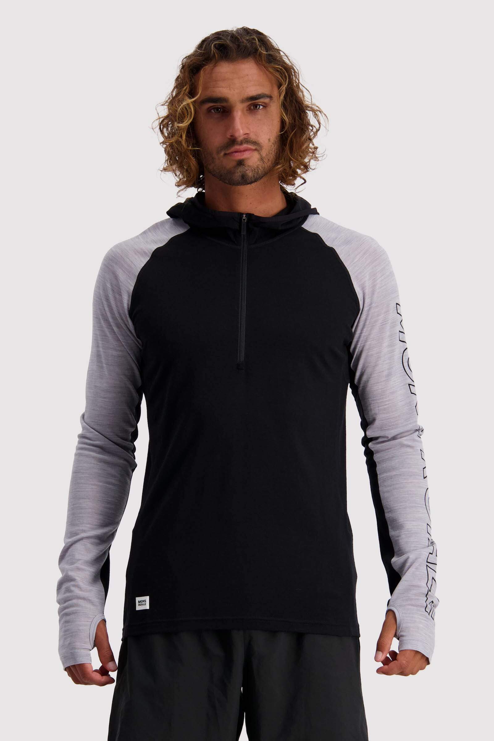 Mons Royale Miesten Temple Tech Huppari - Merinovilla, New Black / Grey Marl / L