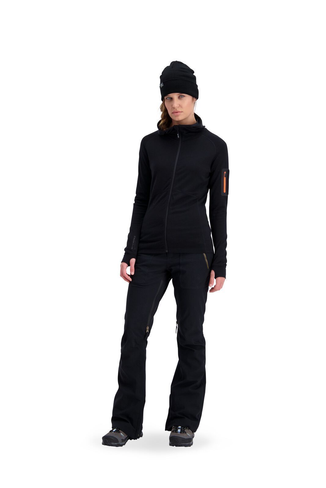 Mons Royale Naisten Ascend Midi Full Zip Huppari - Merinovillaa, Black / S