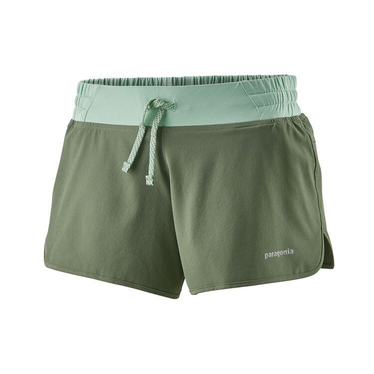 Patagonia Naisten Nine Trails Shortsit - 4"- Kierrätettyä Polyesteria, Camp Green / XS