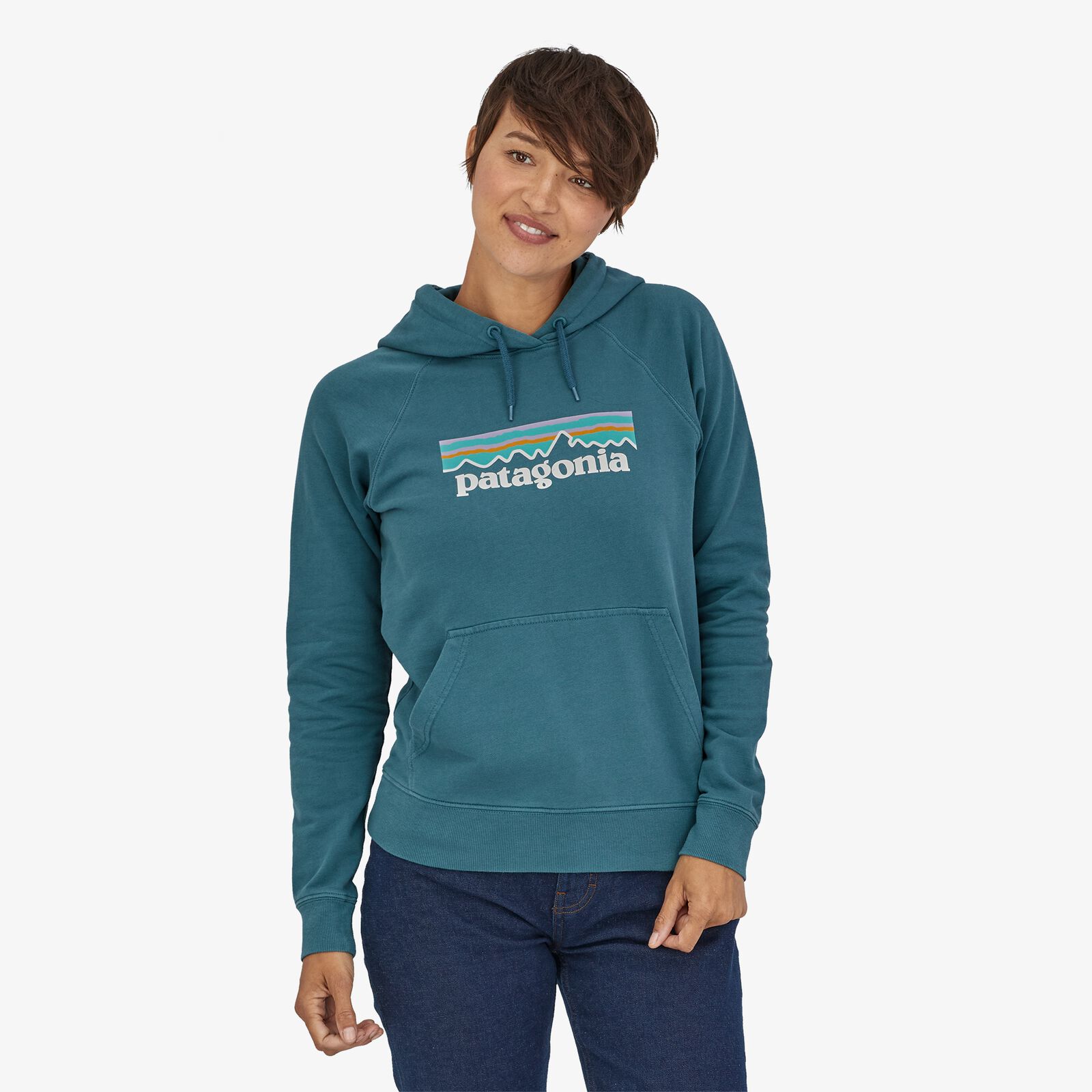 Patagonia W's Pastel P-6 Logo Organic Hoody, Abalone Blue / S