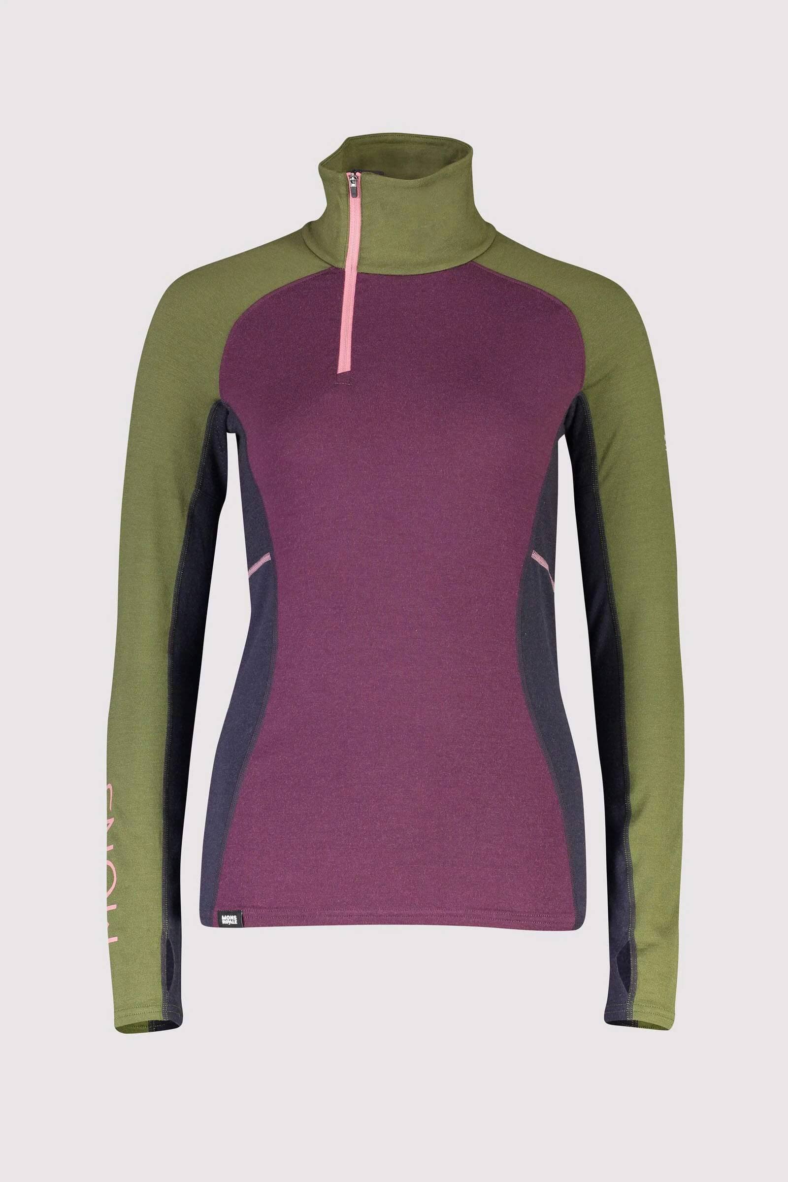 Olympus 3,0 Half Zip Women Tummanpunainen/Vihre XS