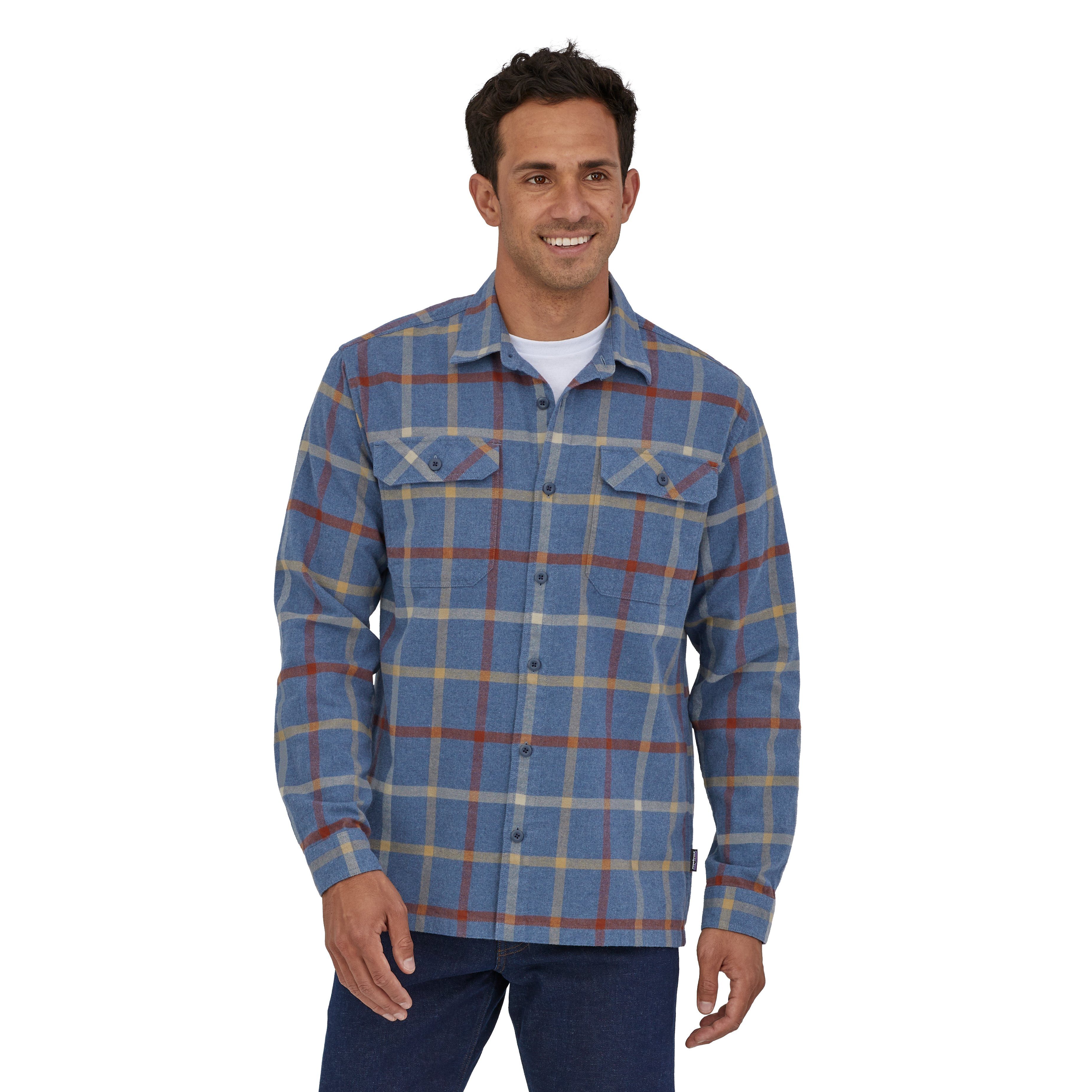 Patagonia Men's Long-sleeved Fjord Flannel Shirt - Organic Cotton, Brisk: Dolomite Blue / M