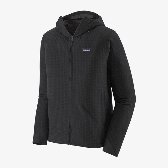 Miesten R1® TechFace Hupullinen Takki - Kierrätettyä Polyesteria, Black / S