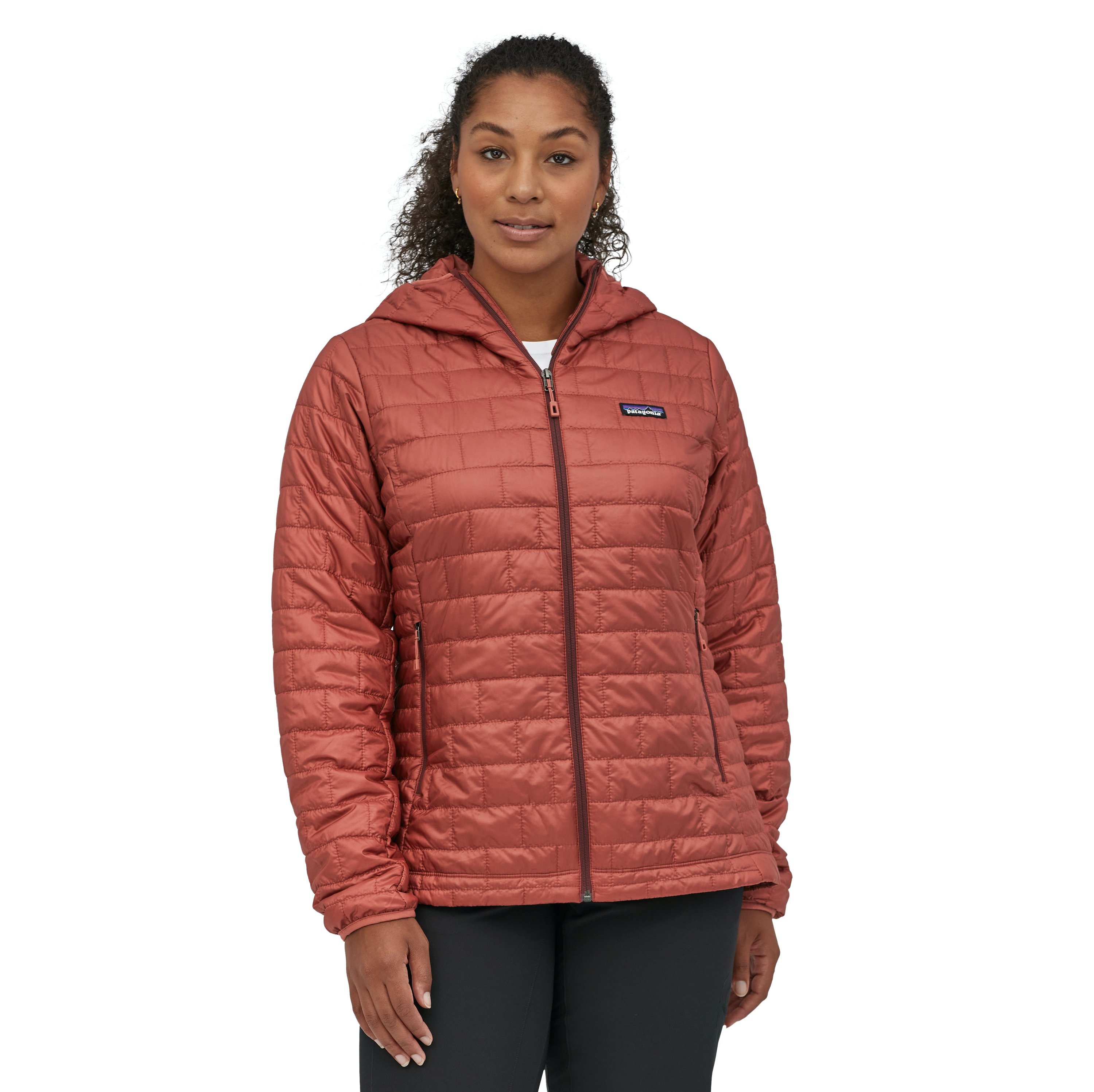 Patagonia Naisten Nano Puff® Hupullinen Kevyttoppatakki, Spanish Red / XS