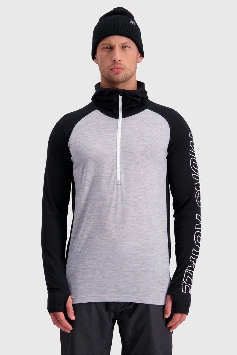 Mons Royale Miesten Temple Tech Huppari - Merinovilla, Black / Grey Marl / S