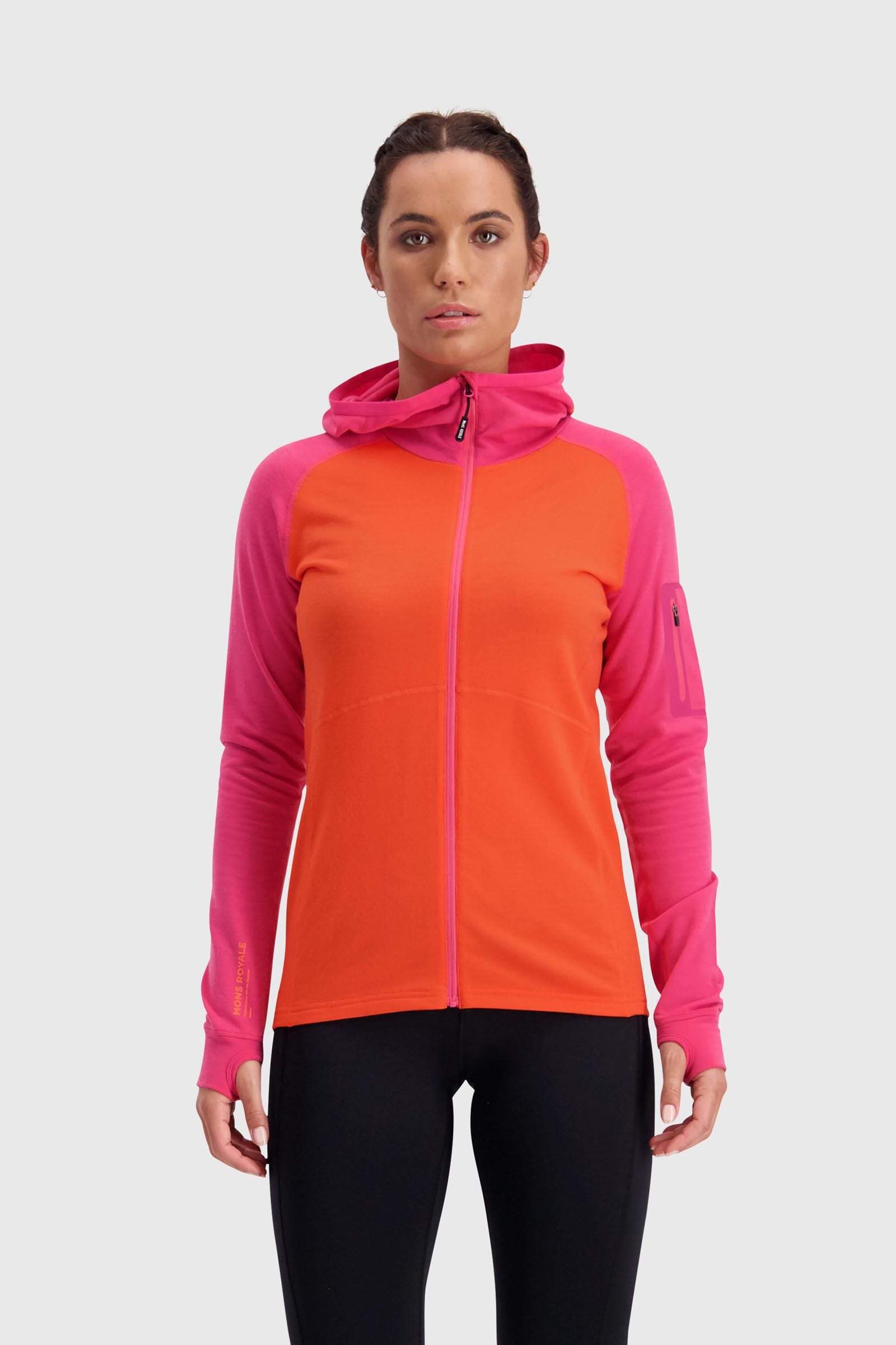 Mons Royale Naisten Ascend Midi Full Zip Huppari - Merinovillaa, Punk Baby / XS