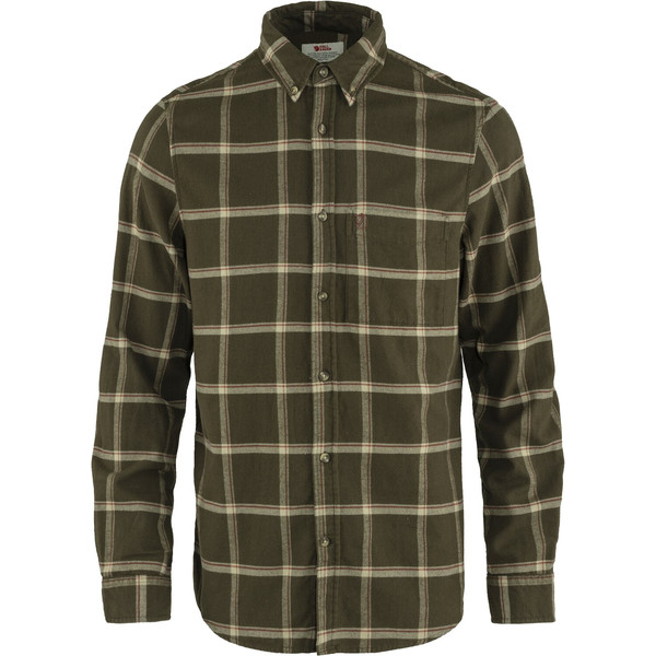 Fjällräven Övik Comfort Flannel Shirt M - Dark Olive-sand Stone - Miehet - L
