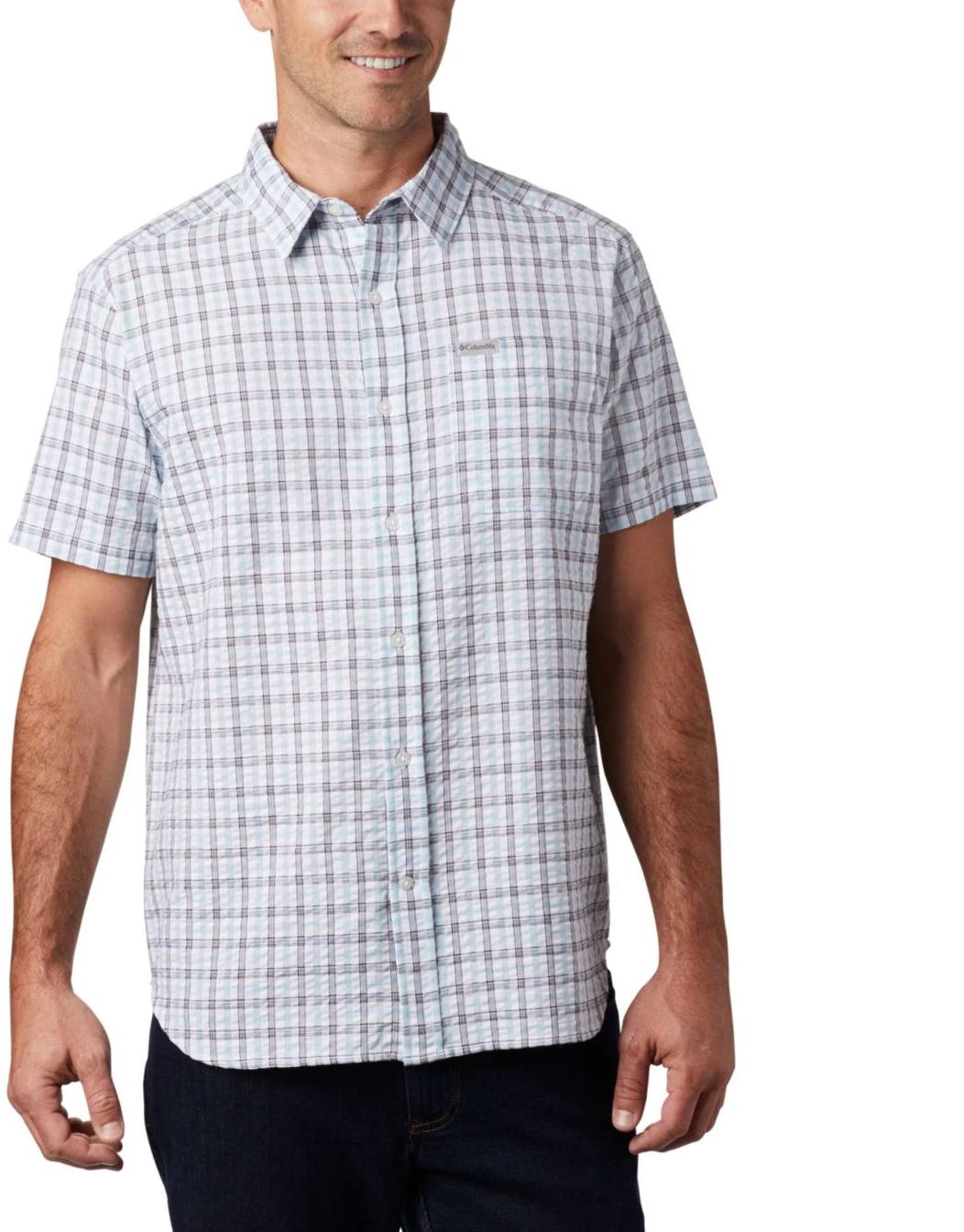 Men's Brentyn Trail Short Sleeve Seersucker Shirt Sky Blue L