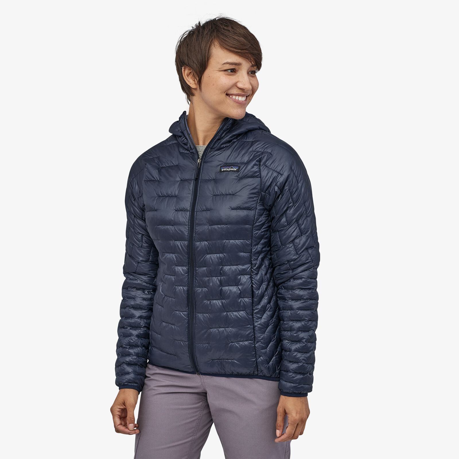 Naisten Micro Puff® Hupullinen Takki - PlumaFill toppavuorella, Classic Navy / XS