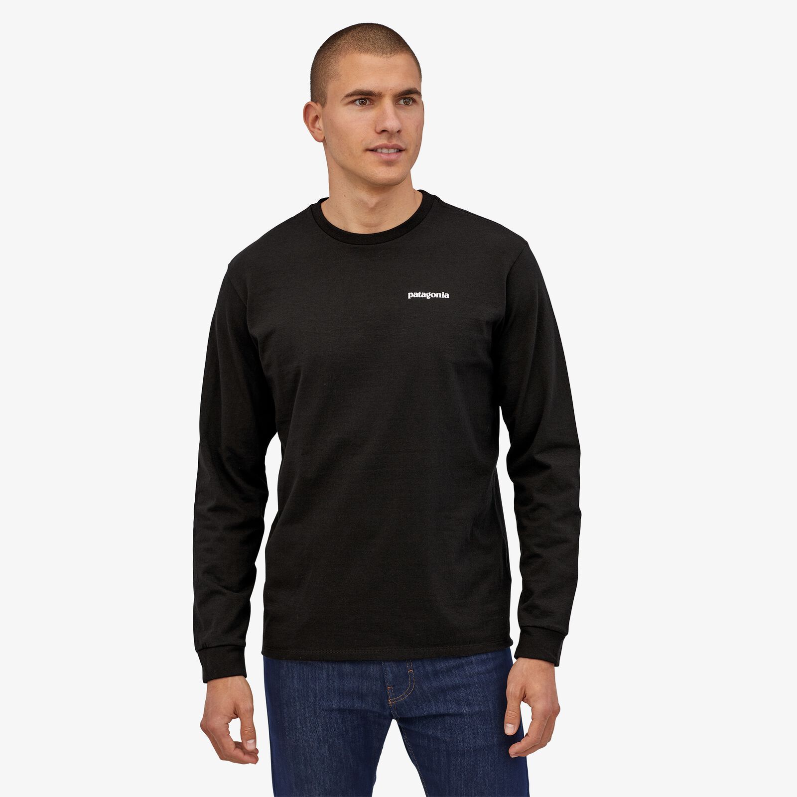 Patagonia Miesten Pitkähihainen P-6 Logo Responsibili-Tee® T-paita, Black / S