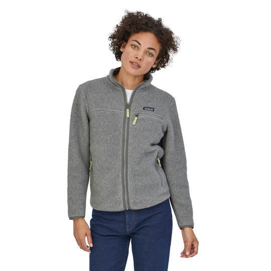 Naisten Patagonia Retro Pile Jacket – Fleecetakki, Salt Grey w/Jellyfish Yellow / M