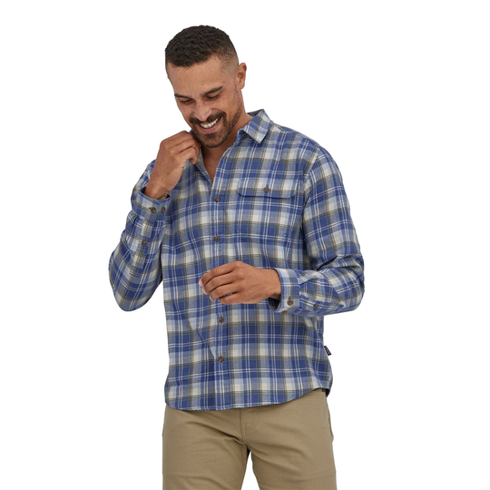 Patagonia Miesten L/S LW Fjord flanellipaita - 100% Cotton in Conversion puuvillaa, Libbey: Current Blue / S