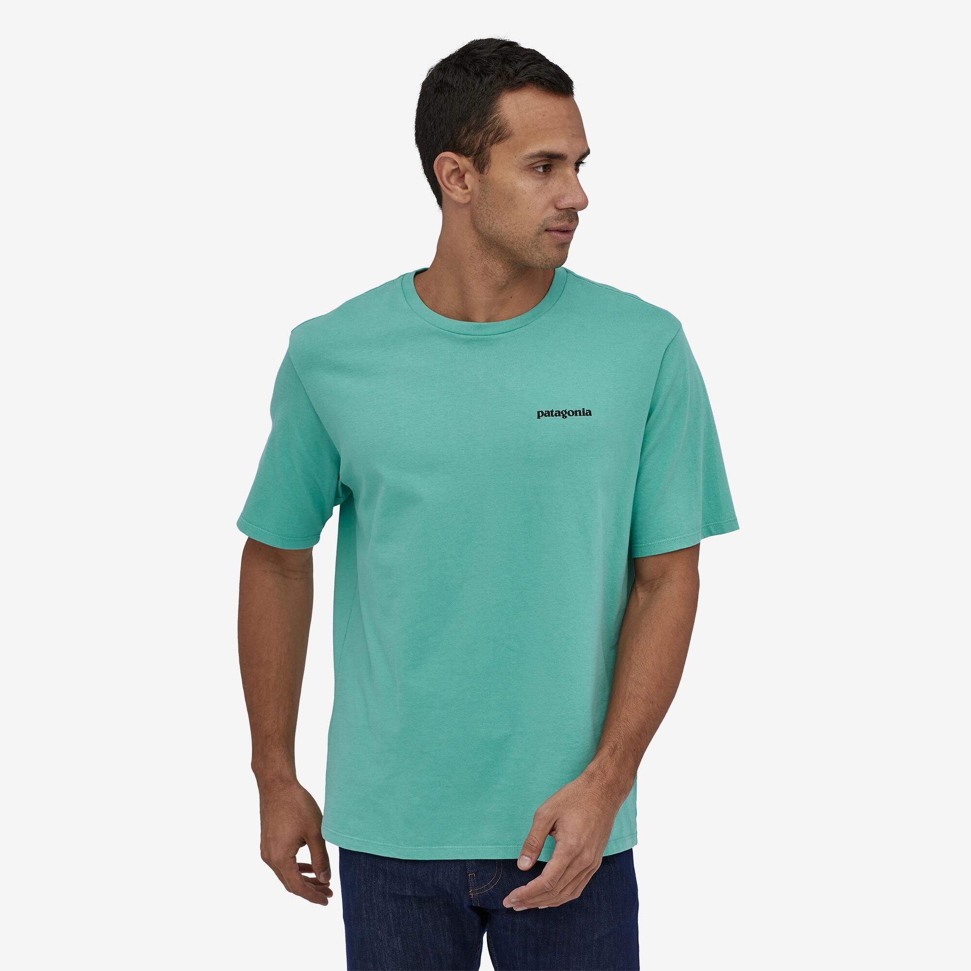 Miesten t-paita: Patagonia P-6 Logo Organic - 100 % Luomupuuvillaa, Light Beryl Green / S