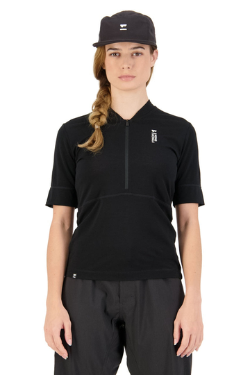Mons Royale Naisten Cadence Half Zip T-paita merinovillasta, Black / S
