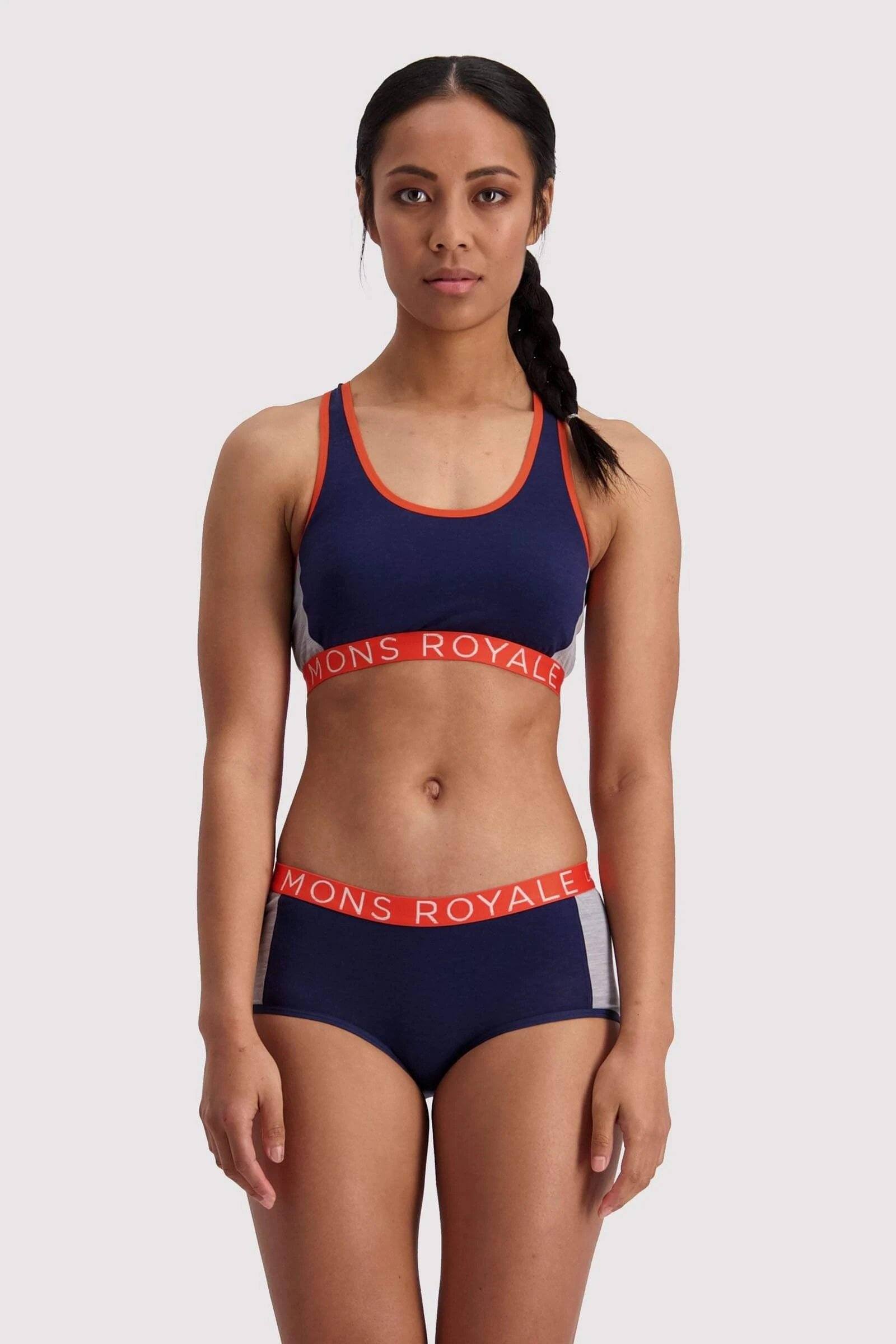 Mons Royale Sierra Urheilurintaliivit - Merinovillaa, Navy / Orange Smash / L
