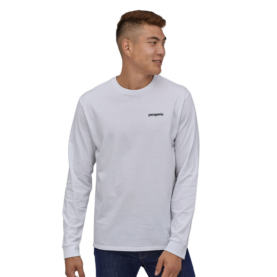 Patagonia Miesten pitkähihainen Line Logo Ridge paita - Kierrätettyä puuvillaa & polyesteria, White / S