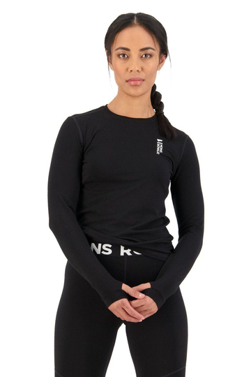Mons Royale Naisten Cascade Flex 200 pitkähihainen paita - Merinovillaa, Black / XS
