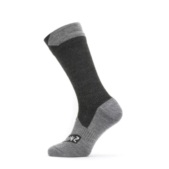 Sealskinz Waterproof All Weather Mid Length Sock - Black/grey Marl - Unisex - XL