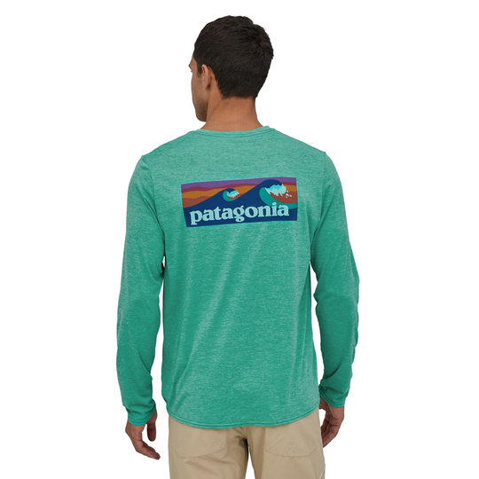 Patagonia Miesten Pitkähihainen Capilene® Cool Daily Printtipaita, Boardshort Logo: Beryl Green X-Dye / L