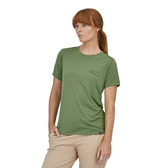 Patagonia Naisten Capilene® Cool Daily Graphic T-paita, Clean Climb Bloom: Sedge Green X-Dye / S