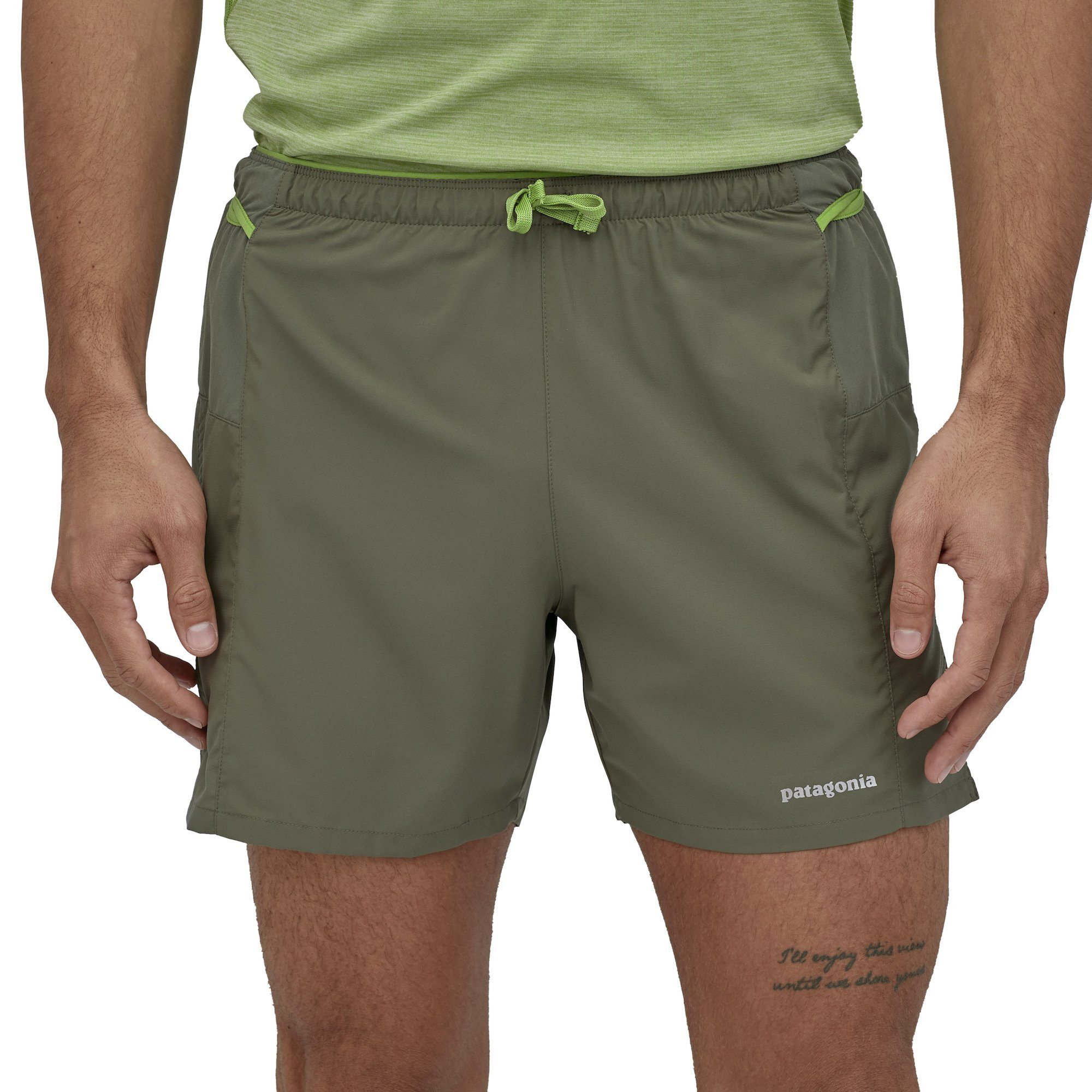 Patagonia Miesten Strider Pro Juoksushortsit - 5" - Kierrätettyä Polyesteria, Industrial Green / S