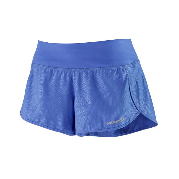 Patagonia Naisten Strider Juoksushortsit - Sisäsauma 9cm, Kelp Plot: Float Blue / S