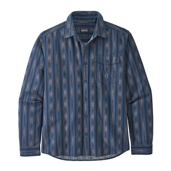 Patagonia Miesten Pitkähihainen Kevyt Fjord Flanellipaita - 100% Luomupuuvillaa, Ikat Rows: Stone Blue / S
