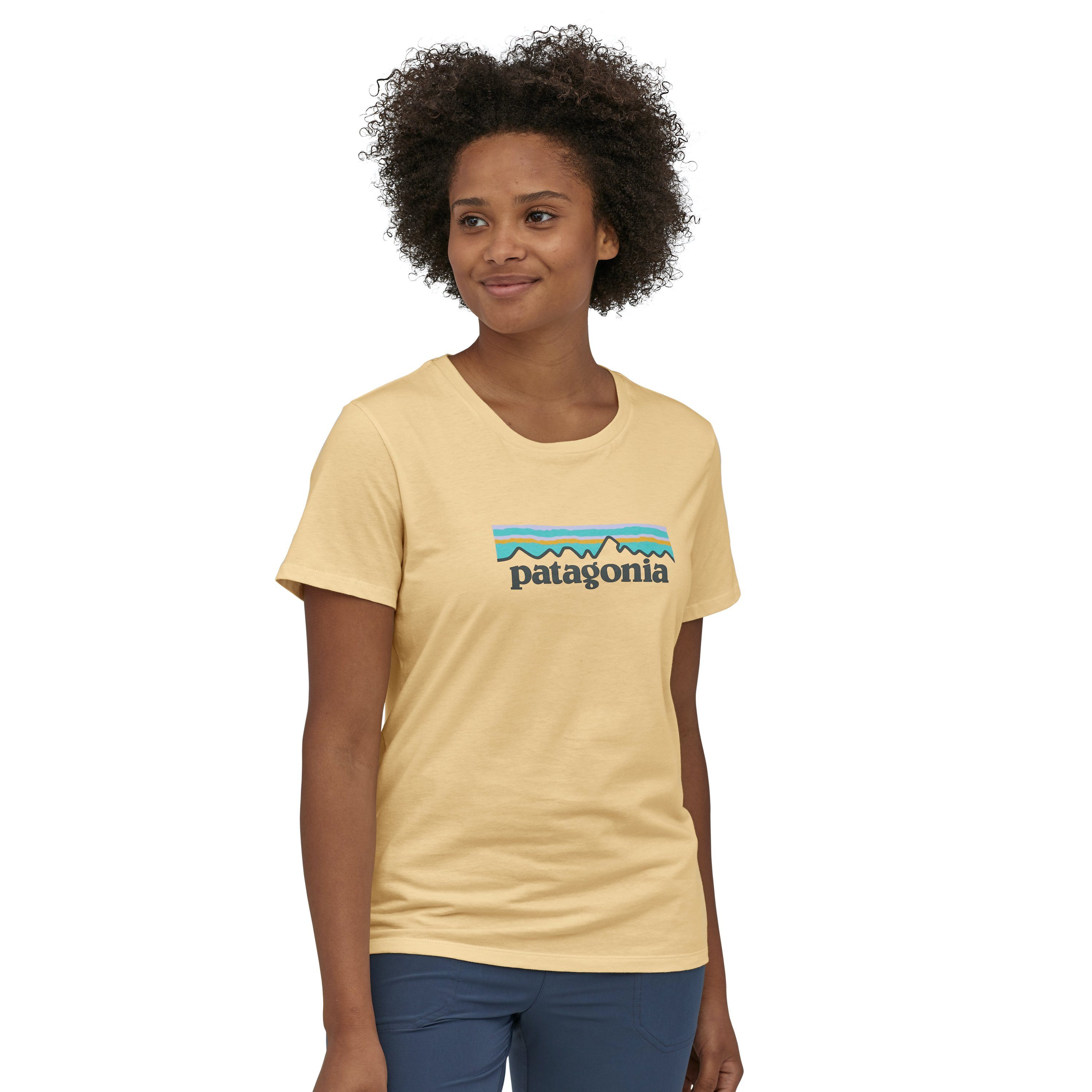 Patagonia Pastel P-6 Logo Organic Cotton Crew T-Paita - Luomupuuvilla, Vela Peach / XS