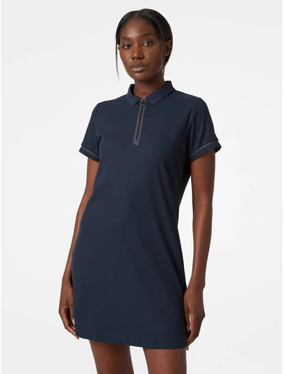 Women's Ocean Zip Summer Polo Dress Navy L