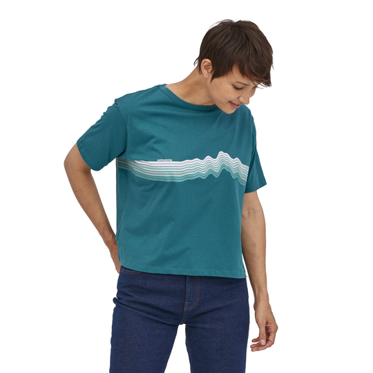Patagonia W's Ridge Rise Stripe Organic Easy Cut Tee - Organic Cotton, Abalone Blue / M