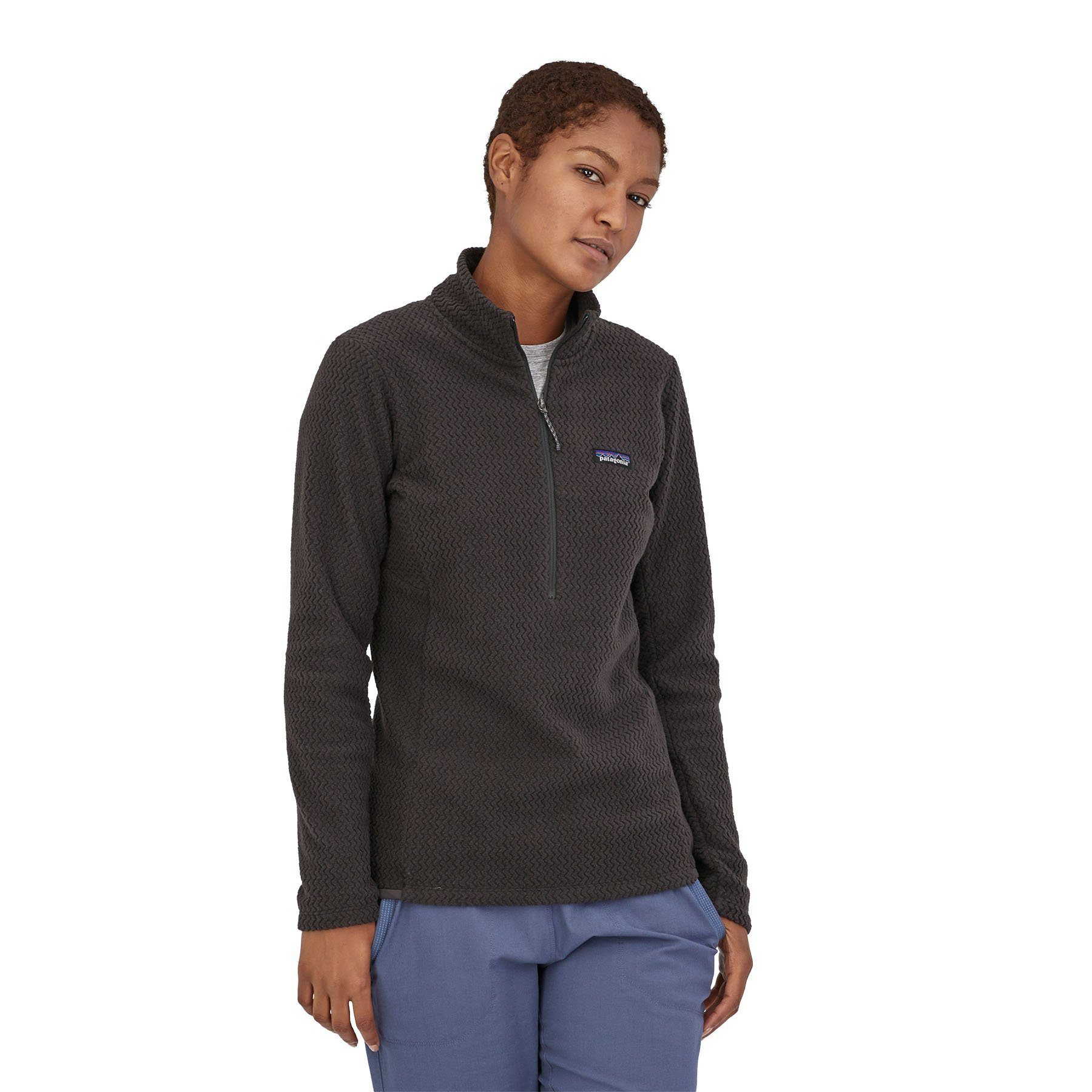 Patagonia Women's R1 Air Zip-Neck - Recycled Polyester, Black / M