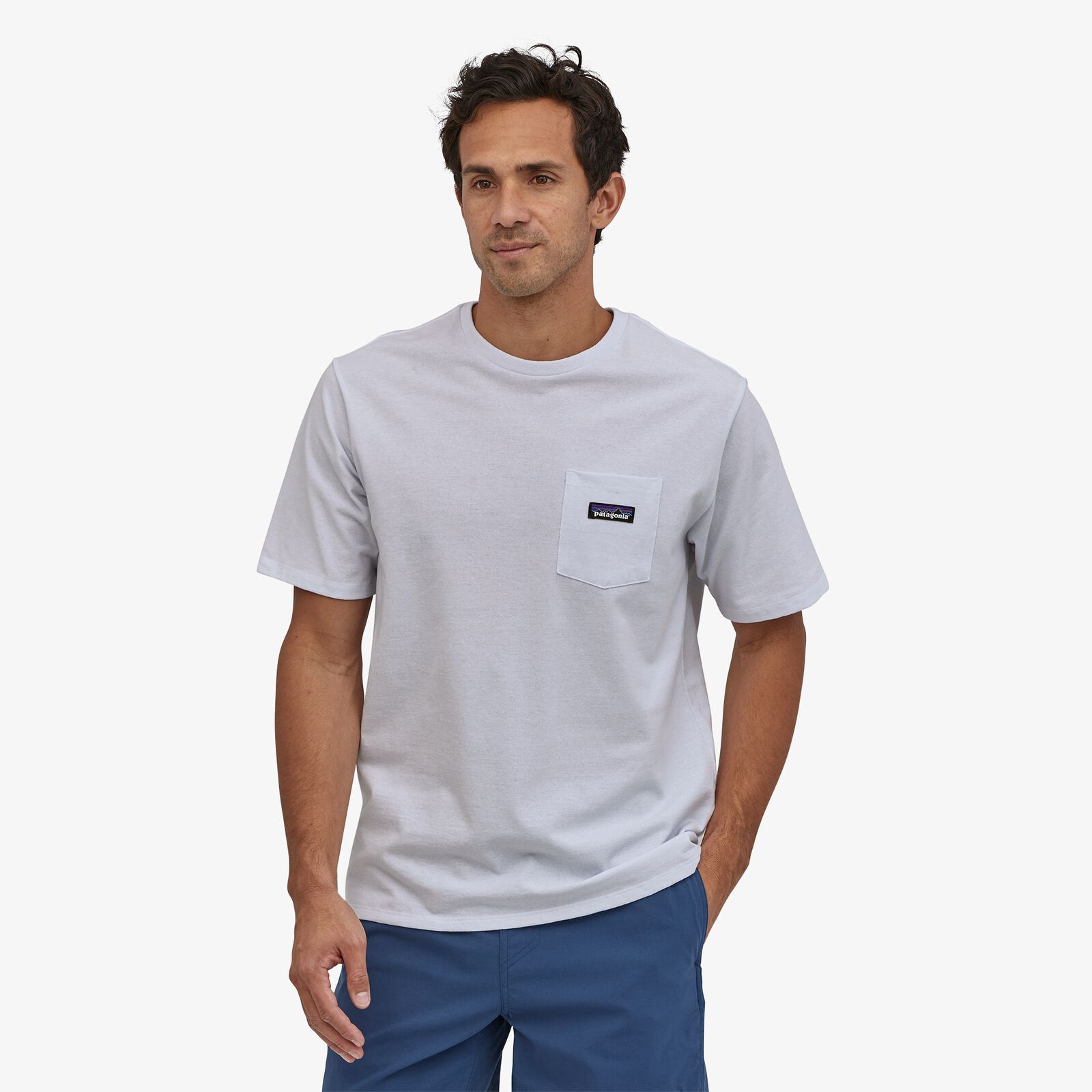 Patagonia Men's P-6 Label Pocket Responsibili-Tee - 100% kierrätetyistä materiaaleista, White / M