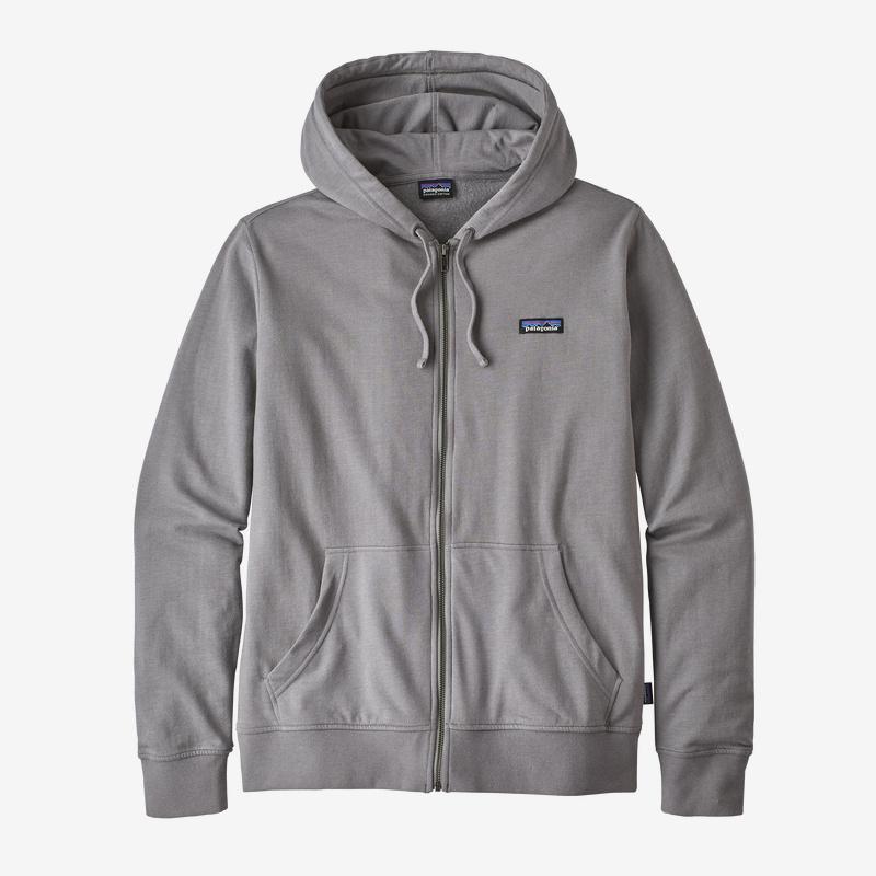 Miesten Patagonia P-6 Label vetoketjullinen huppari luomupuuvillasta, Feather Grey / S