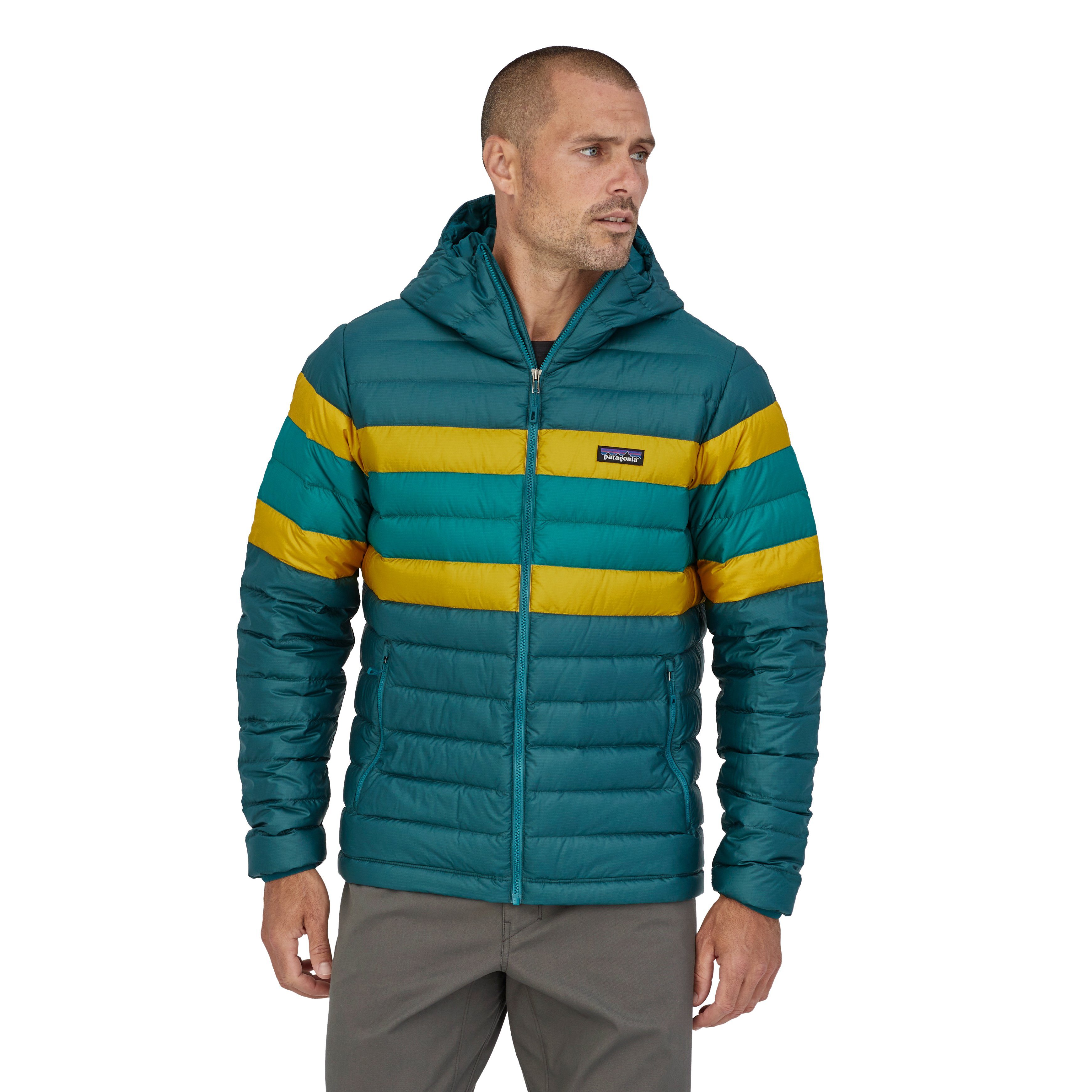 Miesten Down Sweater Hoody - Hupullinen untuvatakki, Dark Borealis Green / XL