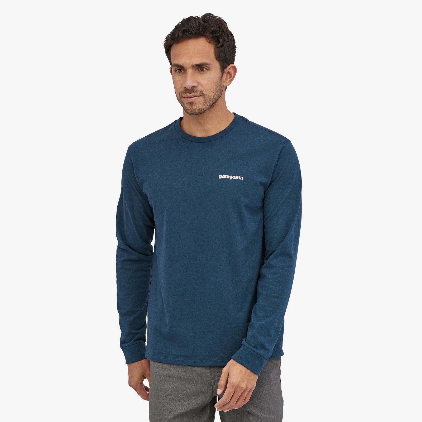 Patagonia Miesten Pitkähihainen P-6 Logo Responsibili-Tee® T-paita, Crater Blue / S